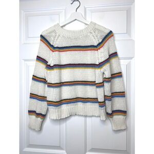 Over Kleshas Chunky Knit Rainbow Striped Sweater‎ L/XL